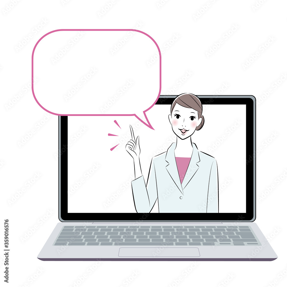 online consultation with woman doctor on internet with laptop, healthcare concept online consultation with woman doctor on internet with laptop, healthcare concept