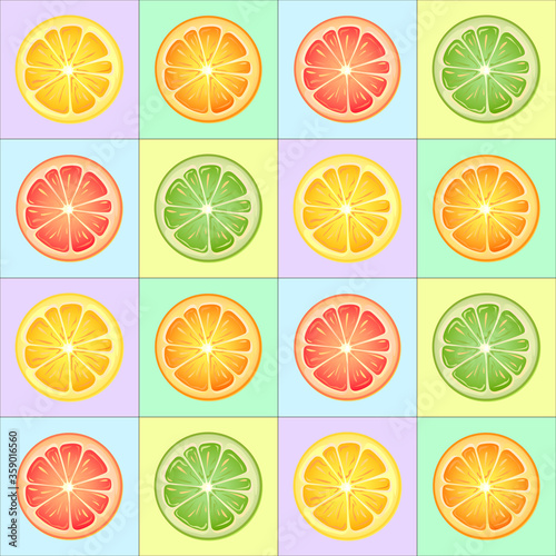 Pattern of oranges on a colored background
