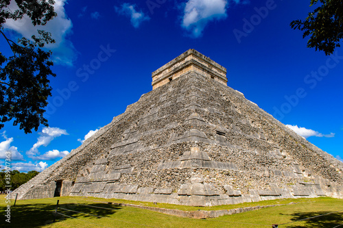 El Castillo  Temple of Kukulcan    a Mesoamerican step-pyramid  Chichen Itza. It was a large pre-Columbian city built by the Maya people of the Terminal Classic period. UNESCO World Heritage