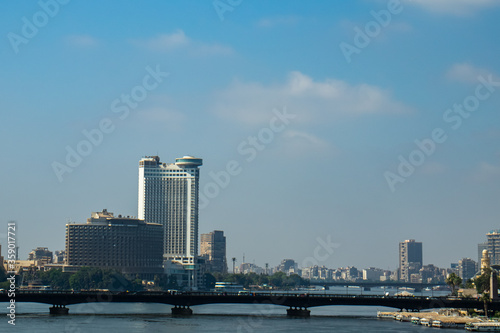 the river Nile in Egypt against the background of the city of Cairo