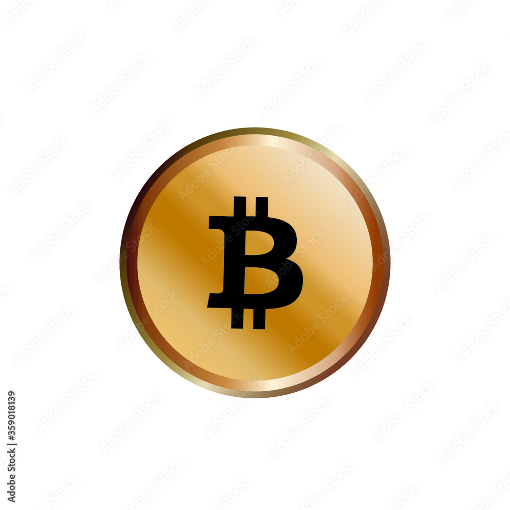Golden bitcoin coin. Crypto currency golden coin bitcoin symbol isolated on white background. Futuristic digital money, vector illustration. Golden bitcoin coin. Crypto currency golden coin bitcoin symbol isolated on white background. Futuristic digital money, vector illustration.