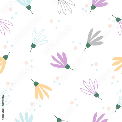 Seamless hand drawn floral pattern background vector illustration for design 