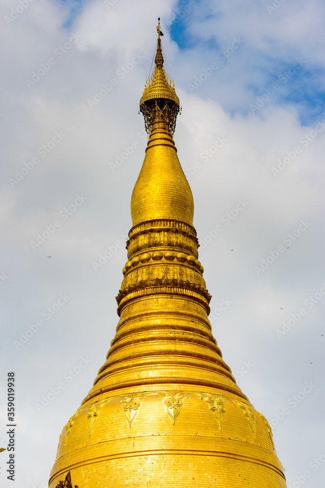 Fototapeta premium It's Surroundings of the Shwedagon Pagoda, a gilded stupa on the Singuttara Hill, Kandawgyi Lake, Yangon, Myanmar