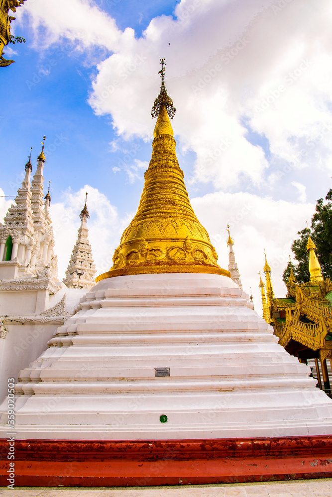 It's Surroundings of the Shwedagon Pagoda, a gilded stupa on the Singuttara Hill, Kandawgyi Lake, Yangon, Myanmar It's Surroundings of the Shwedagon Pagoda, a gilded stupa on the Singuttara Hill, Kandawgyi Lake, Yangon, Myanmar