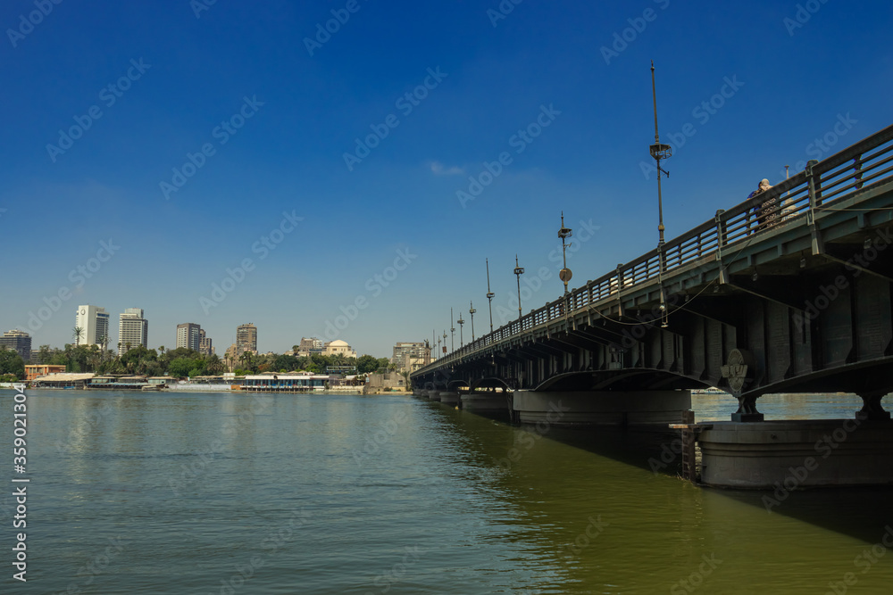 the bridge over the Nile river in Cairo Egypt