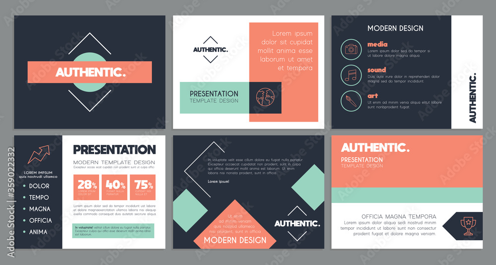 Set of business presentation templates, modern design infographic slide vectors