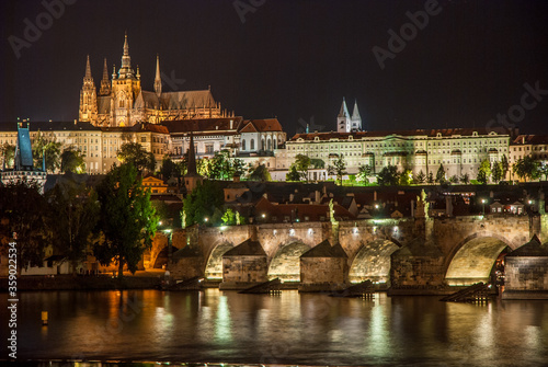 Nightscape of Prague Skyline