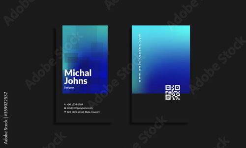 Unique business card template gradient blue green
