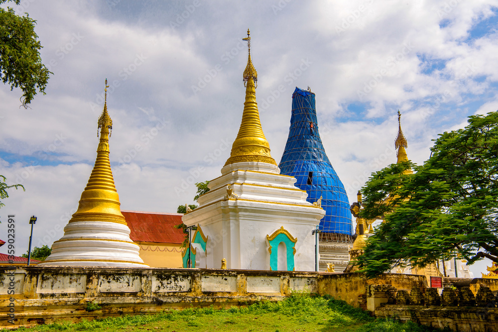 Fototapeta premium It's Maha Aung Mye Bom San Monastery complex, Inwa, Mandalay Region, Burma. It was built in 1818
