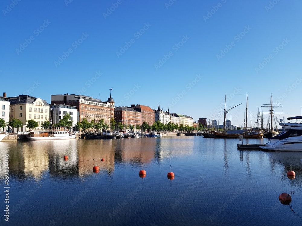 View of the embankment of the city of Helsinki in Finland
