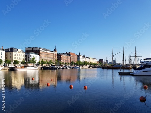 View of the embankment of the city of Helsinki in Finland