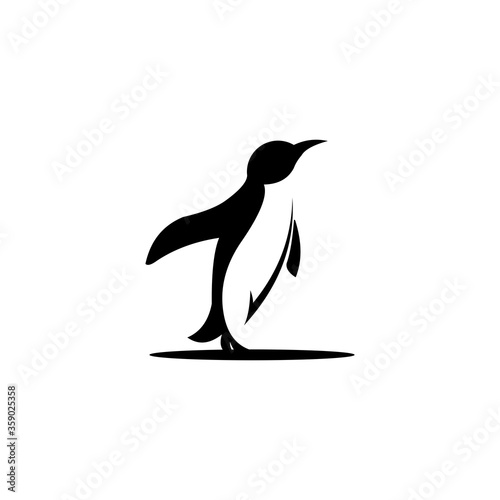 walking penguins and silhouettes vector