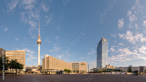 Berlin, Germany - June 15, 2020 - The famous Alexanderplatz with its buildings and its famous sights