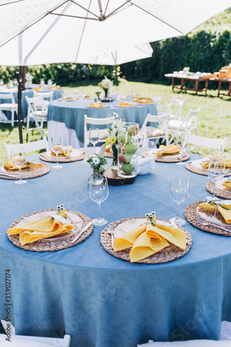 Fototapeta Naklejka Na Ścianę i Meble -  Cutlery on a banquet table. Table decoration.