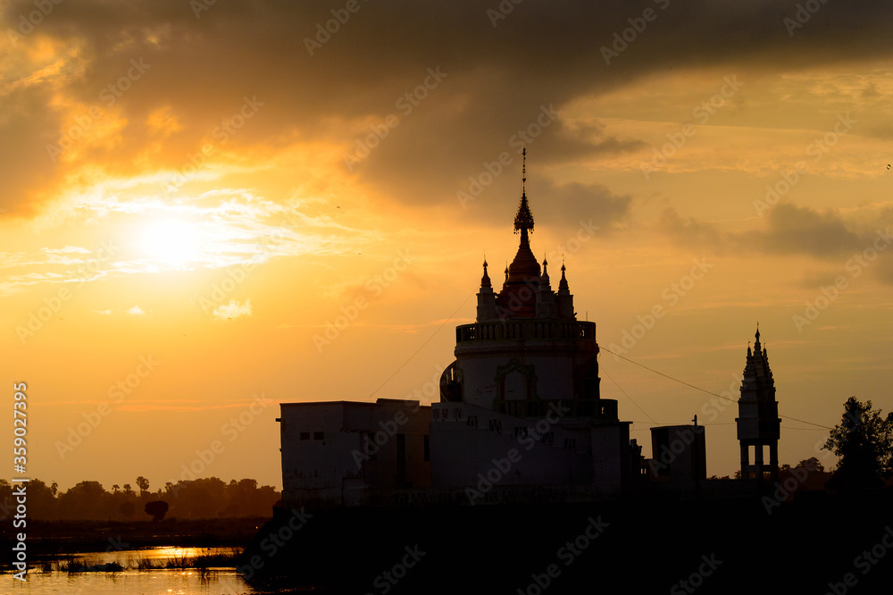 It's Temple on the coast of the Taungthaman Lake, Myanmar