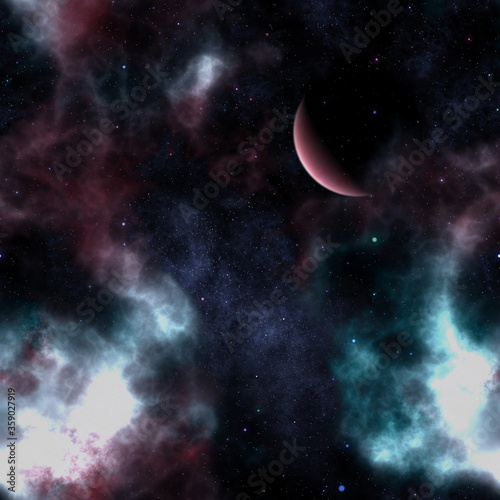 Space Background with Pink Crescent