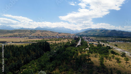 View of the mountains and the southern outskirts of Bishkek. Kyrgyzstan