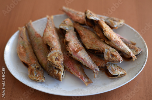 barbounia fried fish on a plate