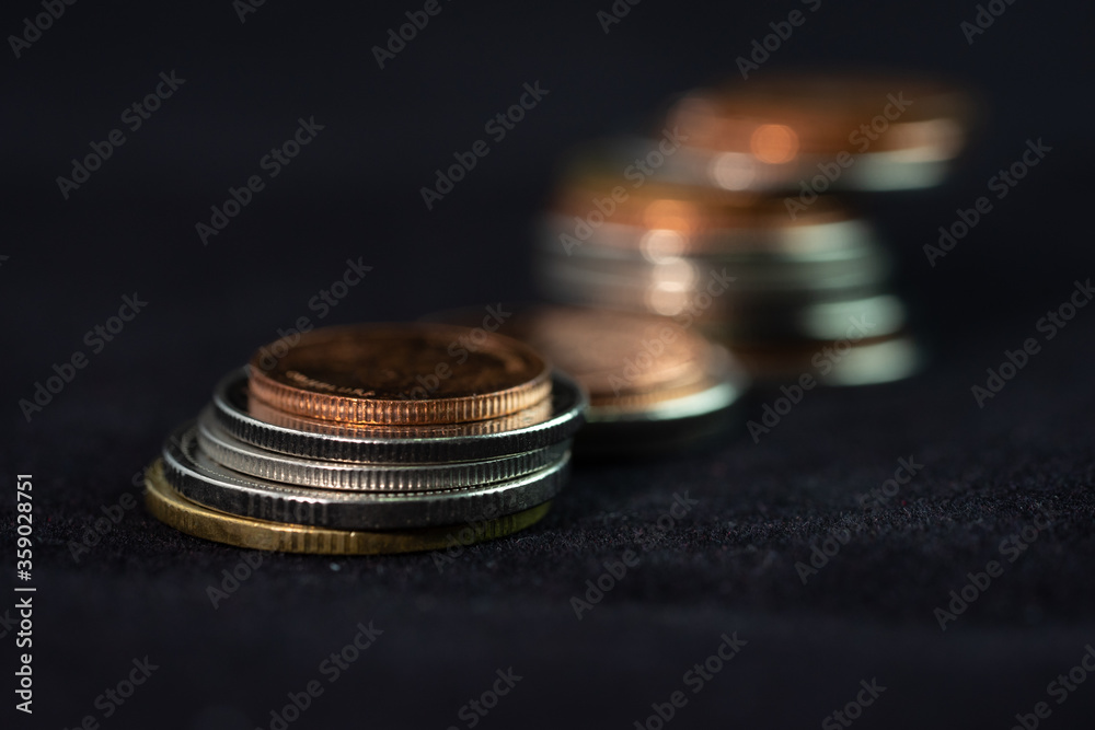 Thai coins, Multiple stacks of Thai coins Thai coins, Multiple stacks of Thai coins
