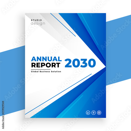 geometric blue annual report business brochure template design