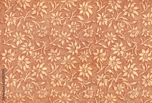 Used vintage wallpaper with flowers - natural grainy surface