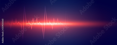 glowing heartbeat line medical science banner design