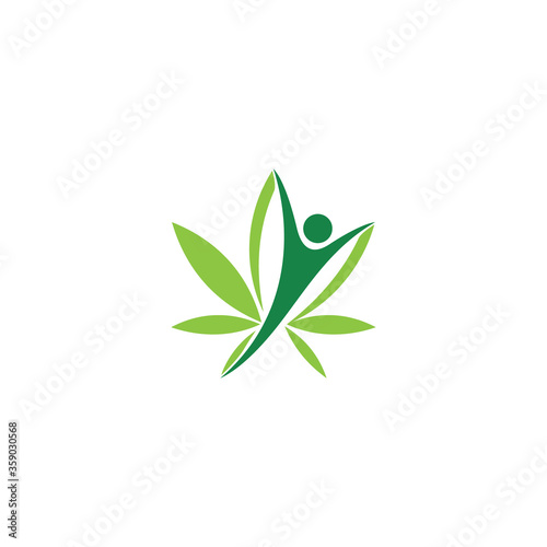 Healthy People and Cannabis Leaf logo design