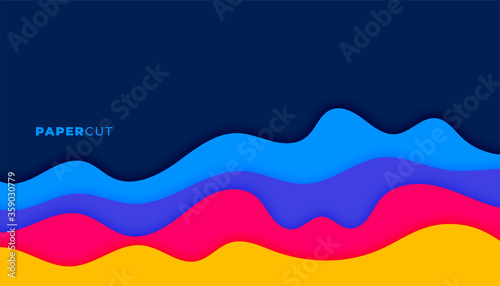 abstract wavy papercut shapes background curvy design