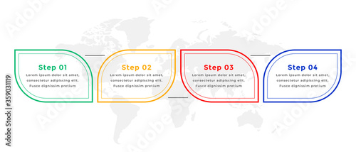 four steps line style infographic template design