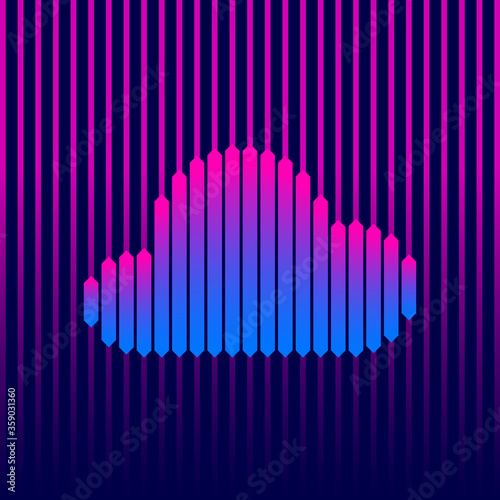 Cloud  flat design infographic on a colored background from vertical lines