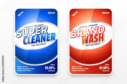 disinfectant or laundry detergent cleaner labels template