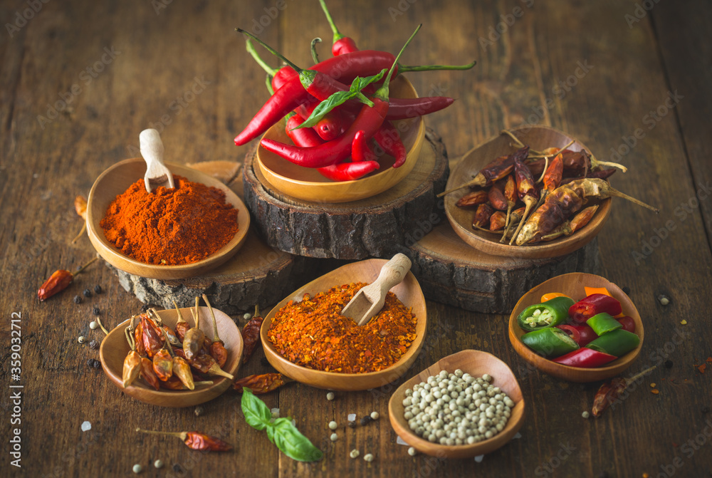 Red ground paprika and paprika powder in a bowl Red ground paprika and paprika powder in a bowl