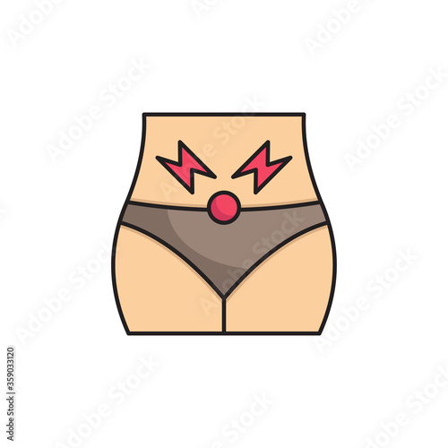 Menstrual cramps vector icon symbol disease in women isolated on white background