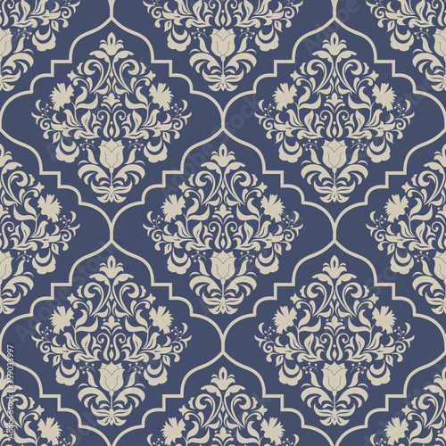 Seamless damask pattern. Seamless victorian wallpaper. Vintage ornament for wallpaper, printing on the packaging paper, textiles.