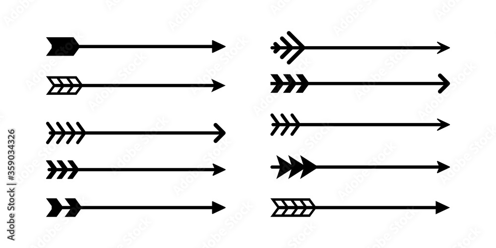 Arrow icons collection. Vector isolated elements. Hipster arrow. Tribal