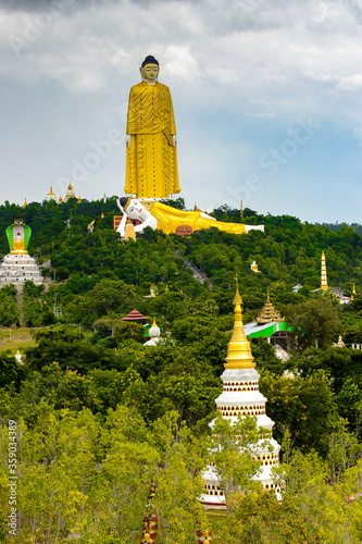 It's Maha Bodhi Ta Htaung ('a thousand great Bo trees'), a famous Buddhist region and monastery, Monywa Township, Sagaing Area, Myanmar (Burma) photo
