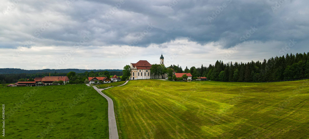 Amazing nature of Bavaria in the Allgau district of the German Alps - aerial view Amazing nature of Bavaria in the Allgau district of the German Alps - aerial view