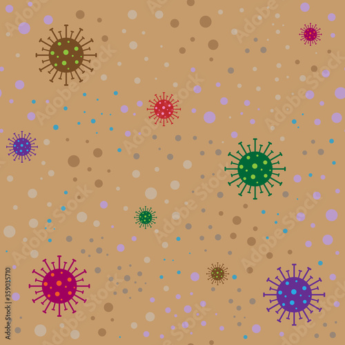 Seamless pattern of coronavirus cells. 2019-nCoV Novel Coronavirus