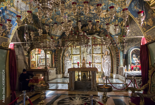JERUSALEM ISRAEL, January 29, 2020: Golgotha, the place of Jesus' crucifixion within the Basilica of the Holy Sepulcher. Jerusalem.