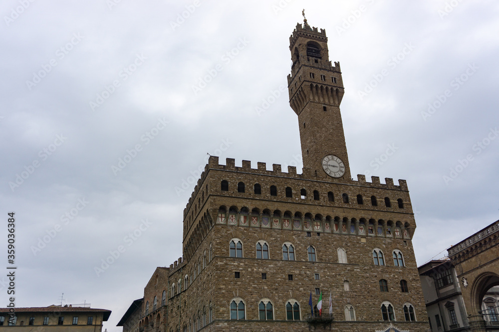 Palazzo Vecchio and town hall building in Signoria Square in Florence, Tuscany, Italy