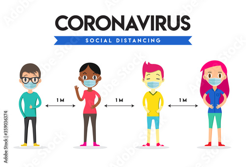Social Distance, Safety Space  1 meter apart. Social Distancing. Coronavirus..