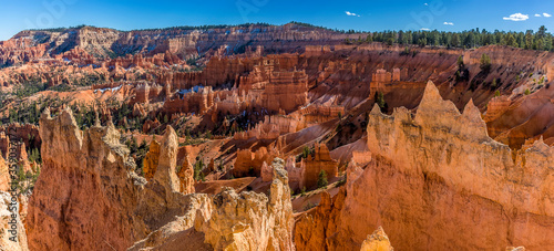 A panorama view of Bryce Canyon showing wafer-thin rock structures