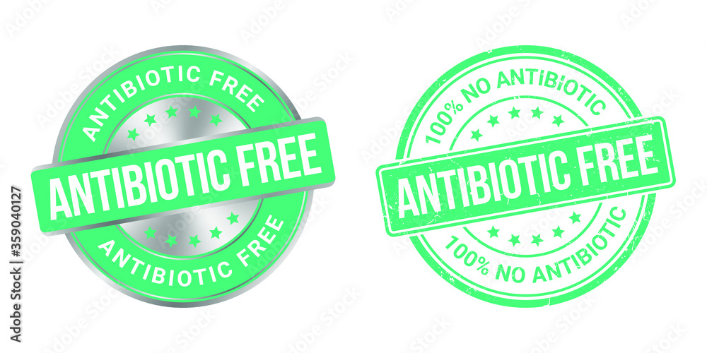antibiotic free vector grunge stamp and silver label