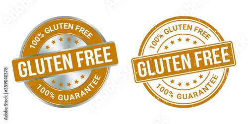 gluten free vector grunge stamp and silver label