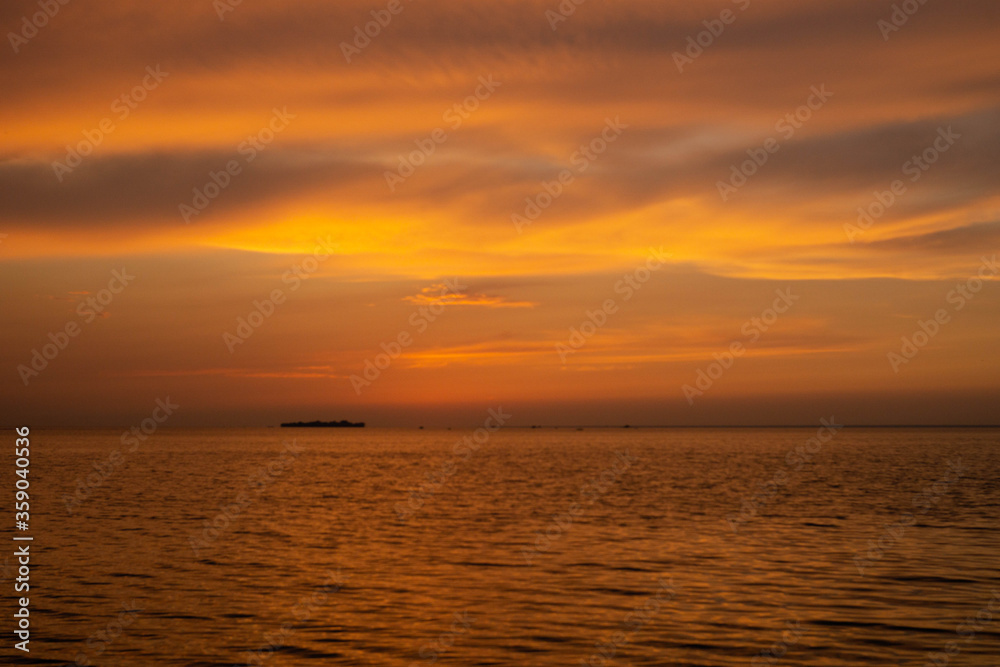 orange sunset at the sea