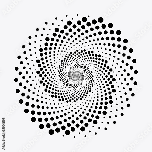 Abstract halftone twist background. Concentric dotted background. Halftone design element for various purposes.