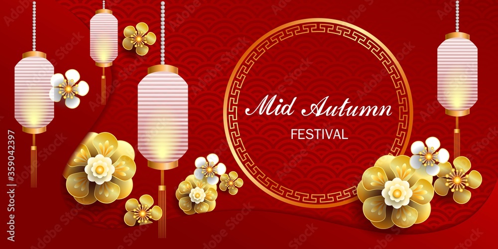 Naklejka premium Happy Mid-Autumn Festival / Chinese festival / Vector illustration