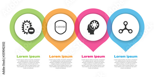Set Negative virus, Shield protecting from virus, Human and virus and Virus. Business infographic template. Vector