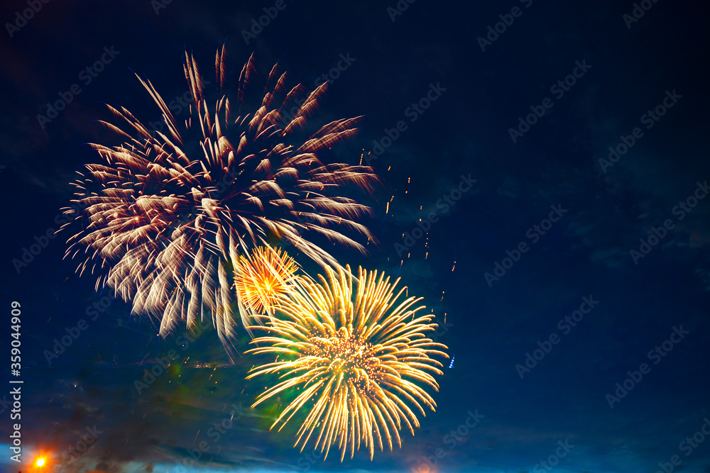 4th July fireworks. Fireworks display on dark sky background 4th July fireworks. Fireworks display on dark sky background