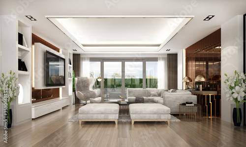 Elegant and comfortable empty living room interior design 
